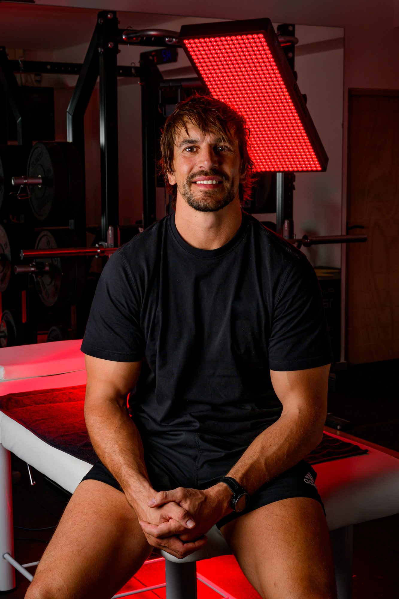 Eben Etzebeth seated under the MedWave panel
